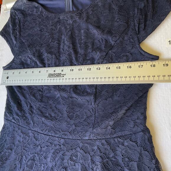 Muadress Women’s Short Sleeve Screw Neck Knee Length Lace Dress size 2XL, Blue - Picture 3 of 10
